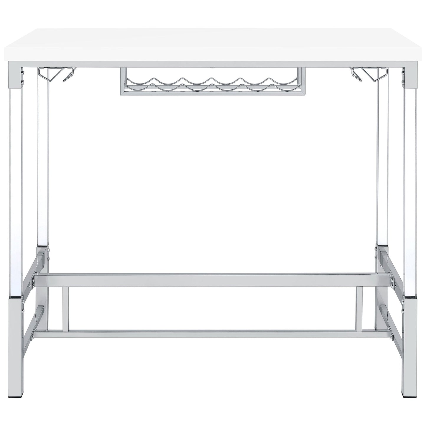 Tonneson - Bar Table With Trestle Base And Wine Storage - White