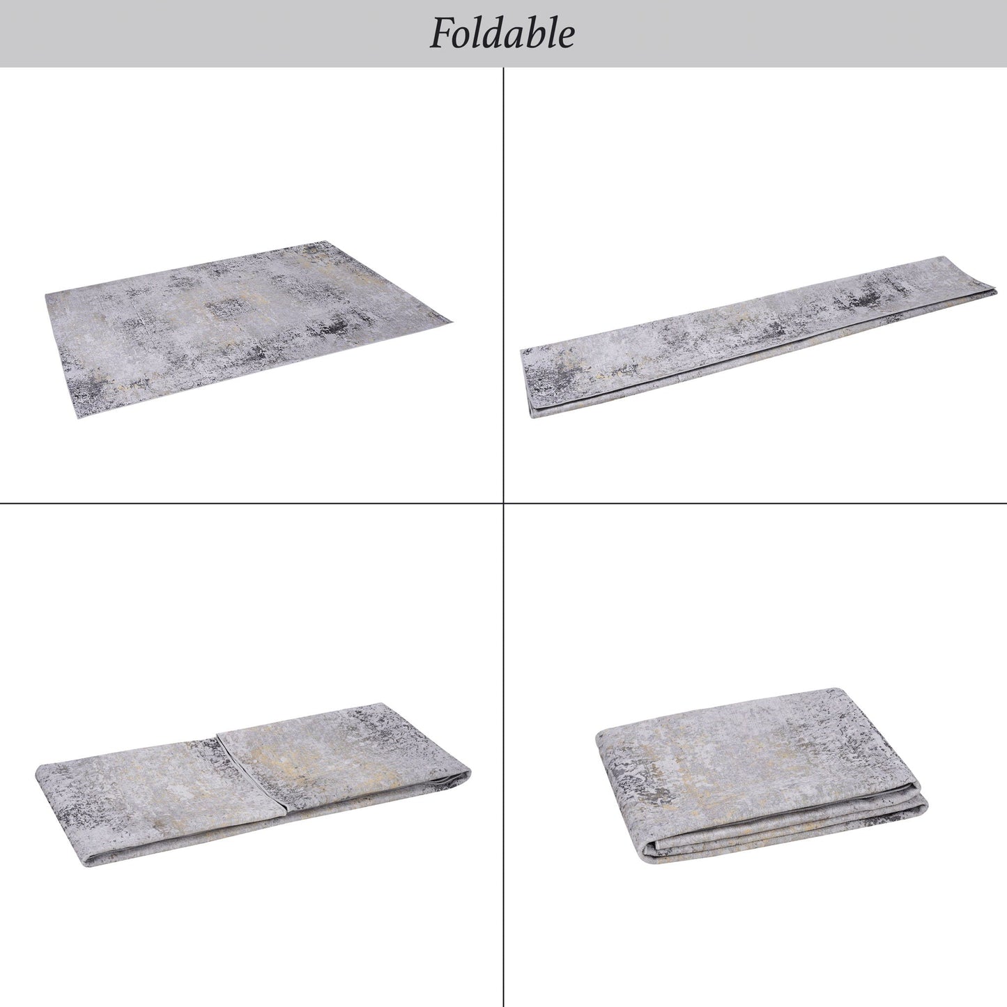 Maval - 8' X 10' Area Rug Washable - Gray / Gold