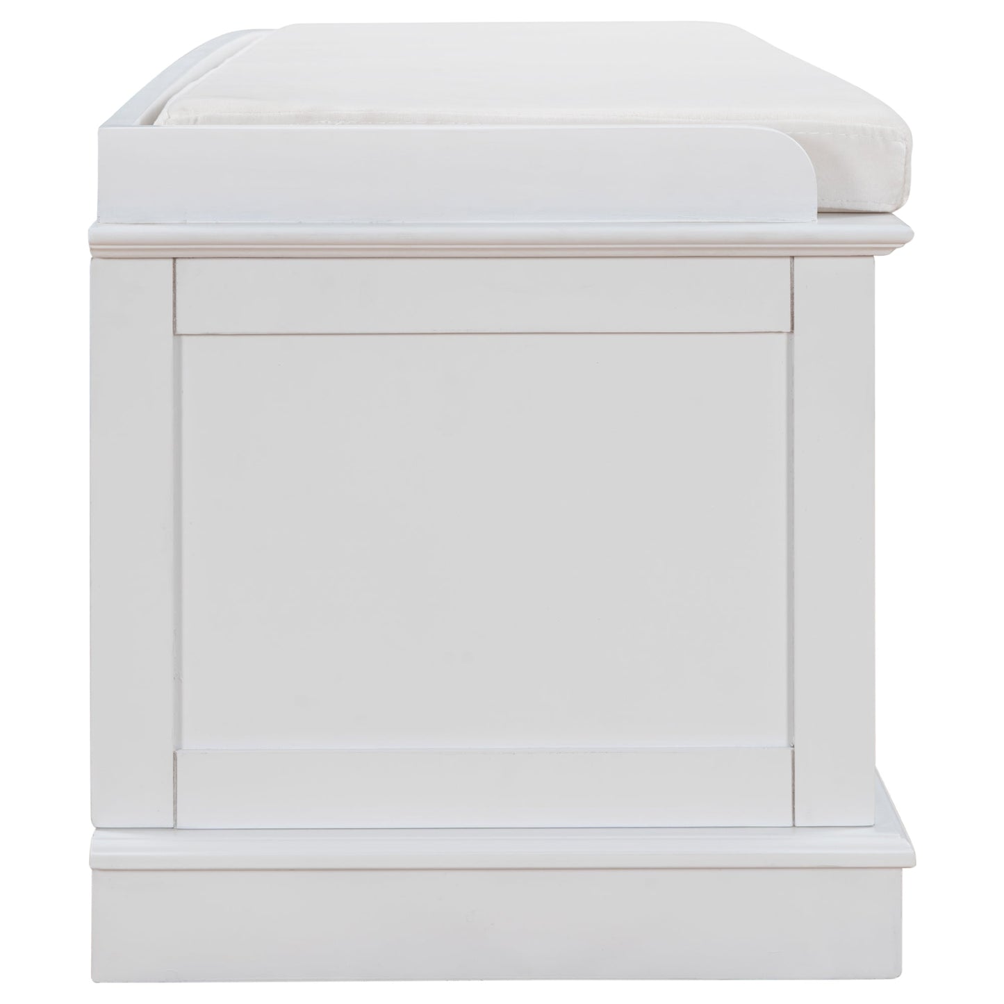TREXM storage table with 4 adjustable doors and shelves, detachable padded shoe stand (white)