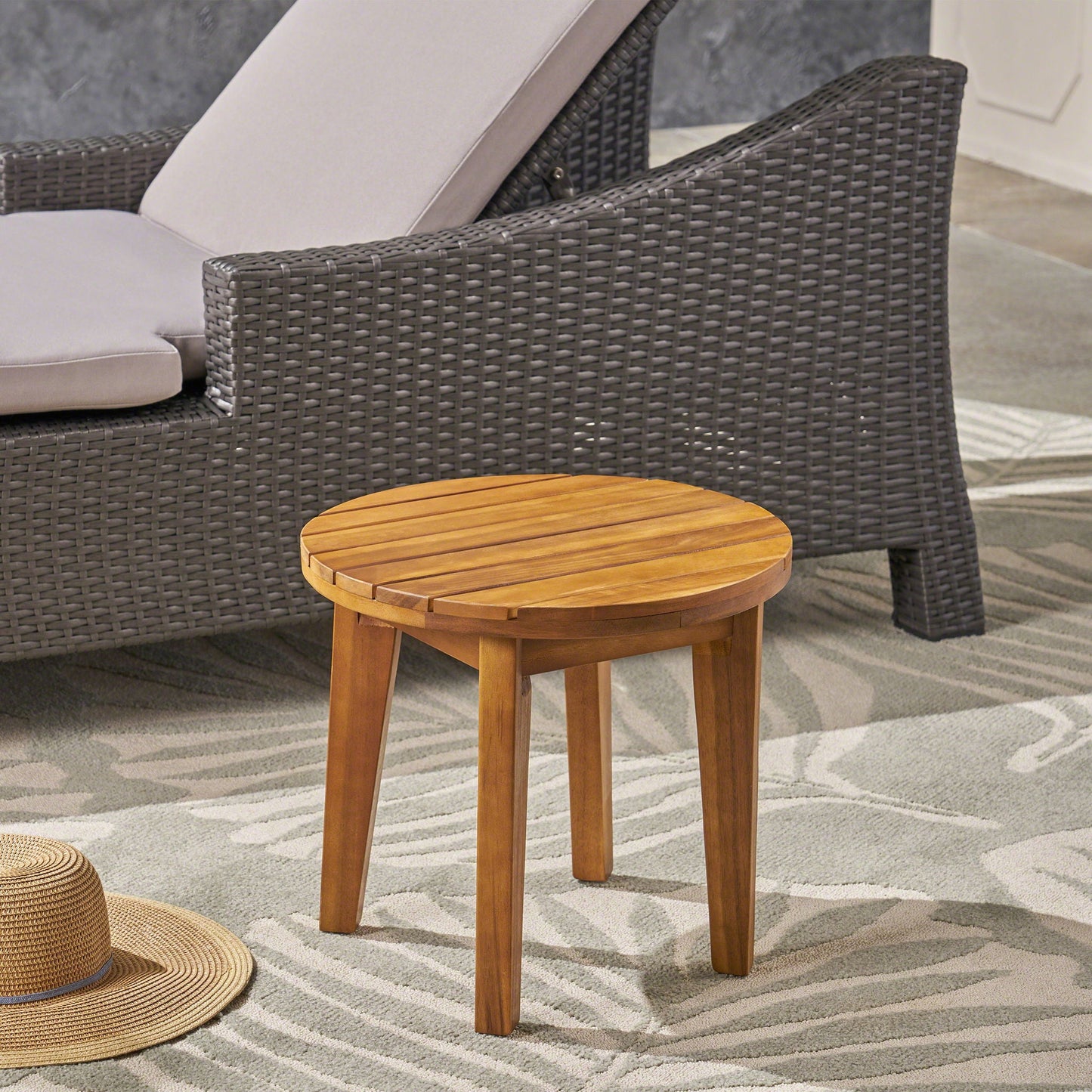 Outdoor Acacia Wood Side Table With Weather Resistance
