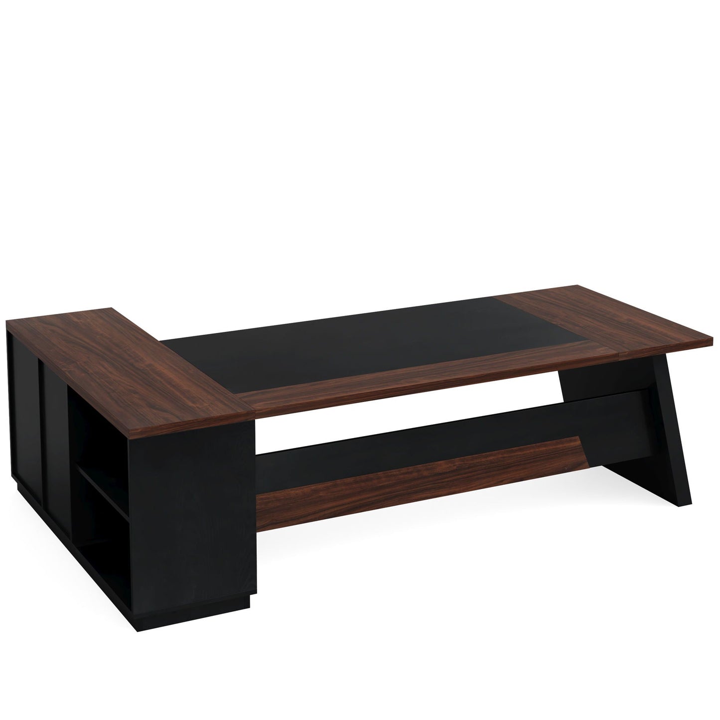 L-Shaped Executive Desk With File Cabinet & Drawers, Large Home Office Computer Workstation