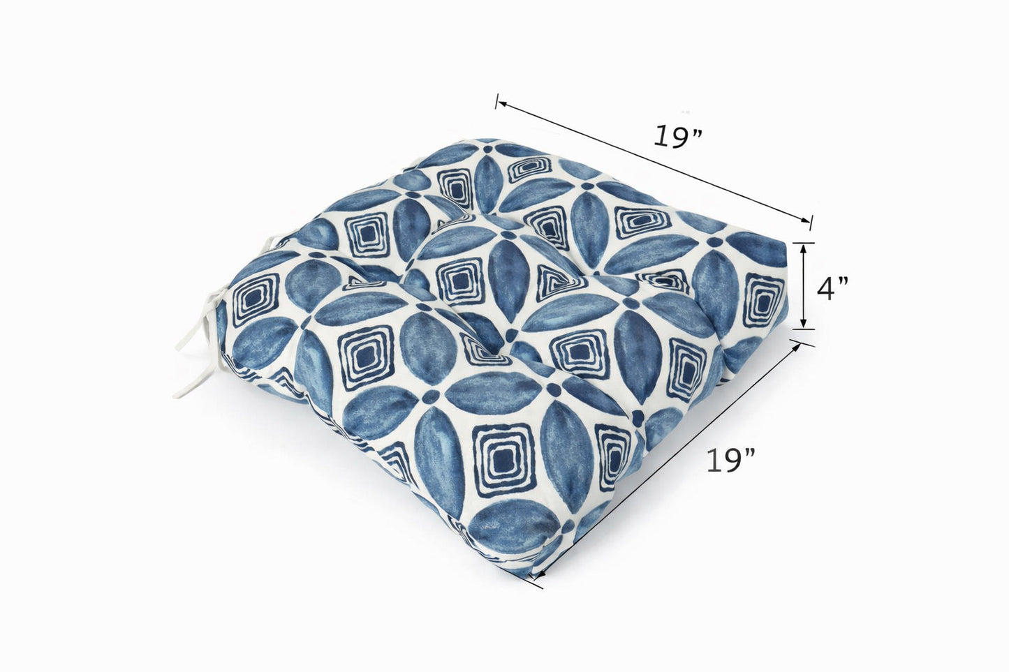 Outdoor Chair Cushions Set of 2, 19 x 19 x 4 Inch Tufted Seat Cushions