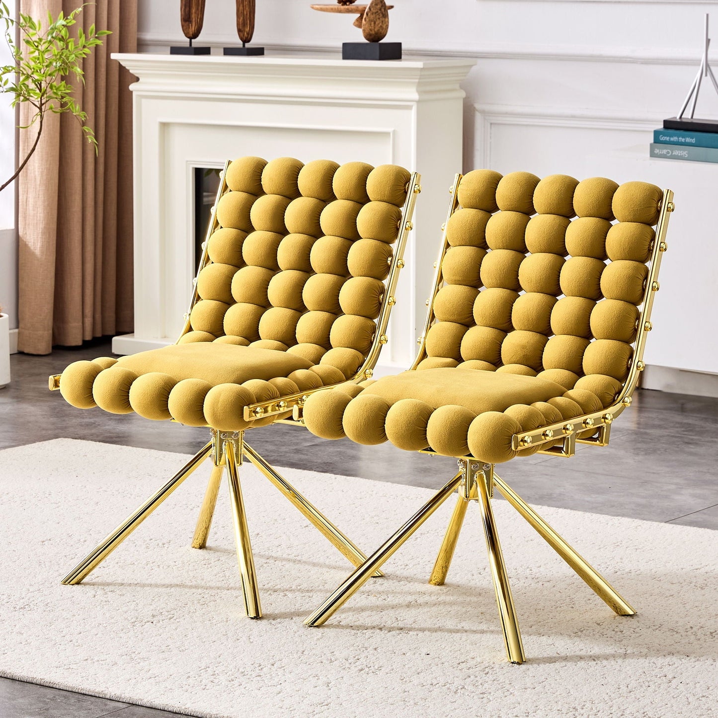 Puffy Bubble Ball Chain Dining Chairs For Dining Room (Set of 2)