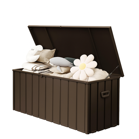 190 Gallon Metal Deck Box, Waterproof Steel Outdoor Storage Cabinet