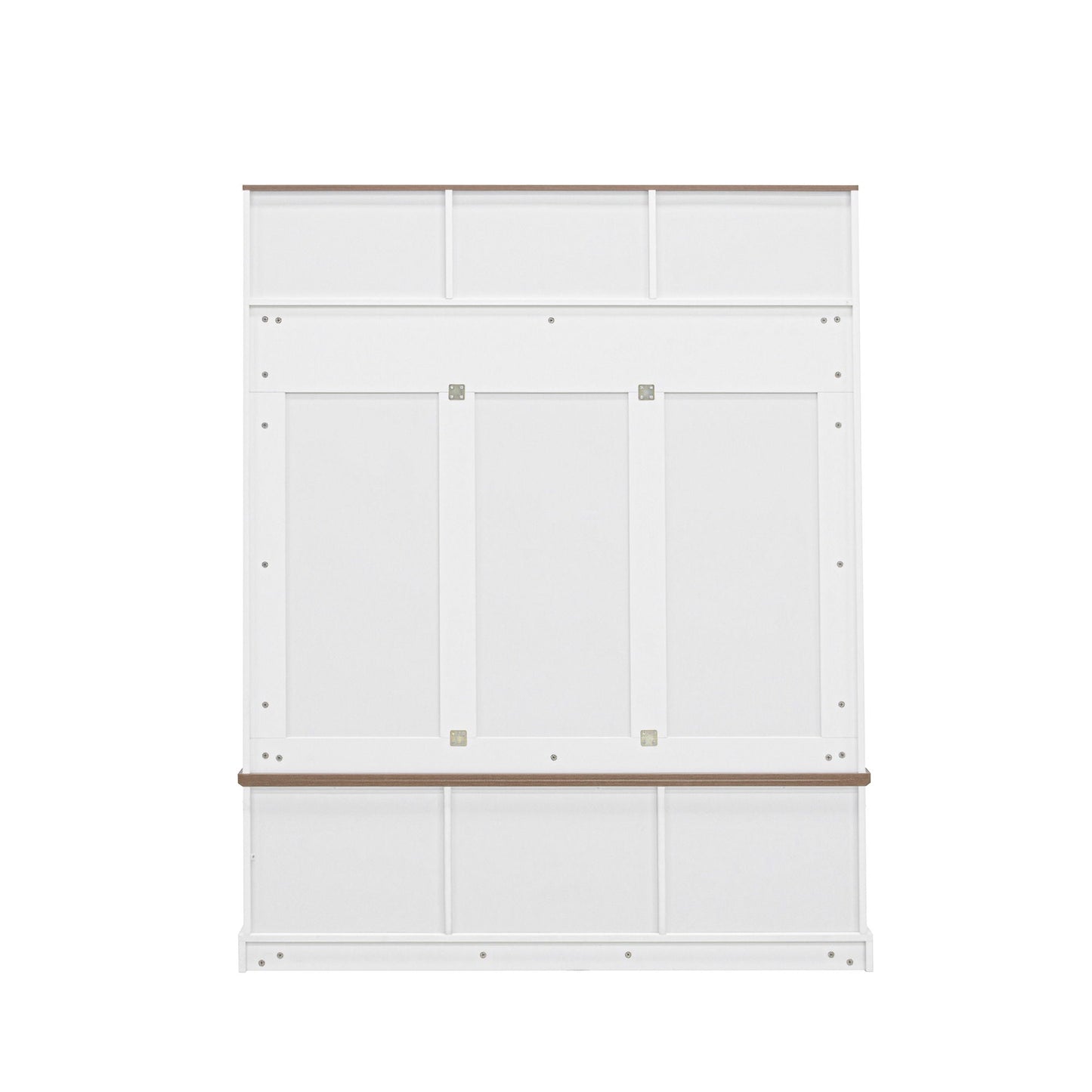 Hall Tree With Bench And Shoe Storage, 5 In 1 Entryway Organizer Cabinet With Coat Rack, 4 Shoe Cubbies & 7 Hooks - White