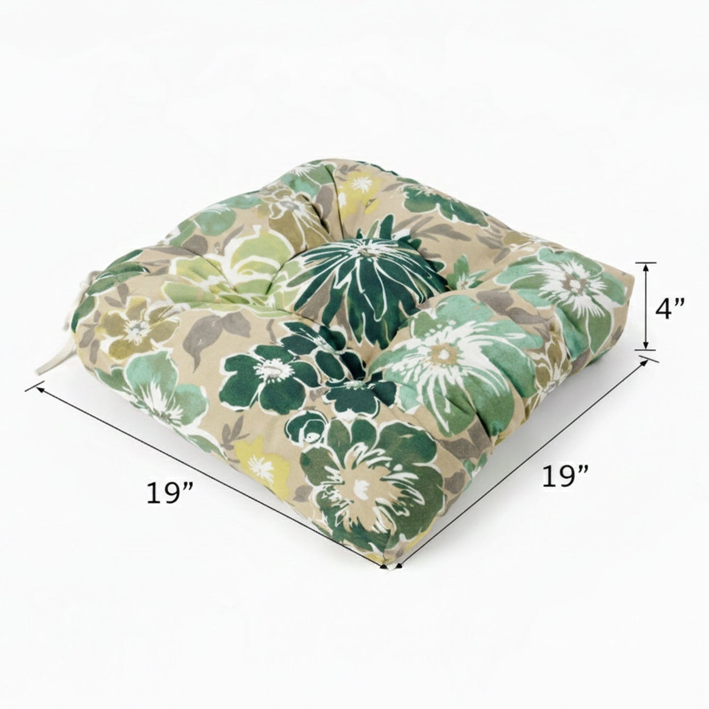 Outdoor Chair Cushions Set of 2, 19 x 19 x 4 Inch Tufted Seat Cushions