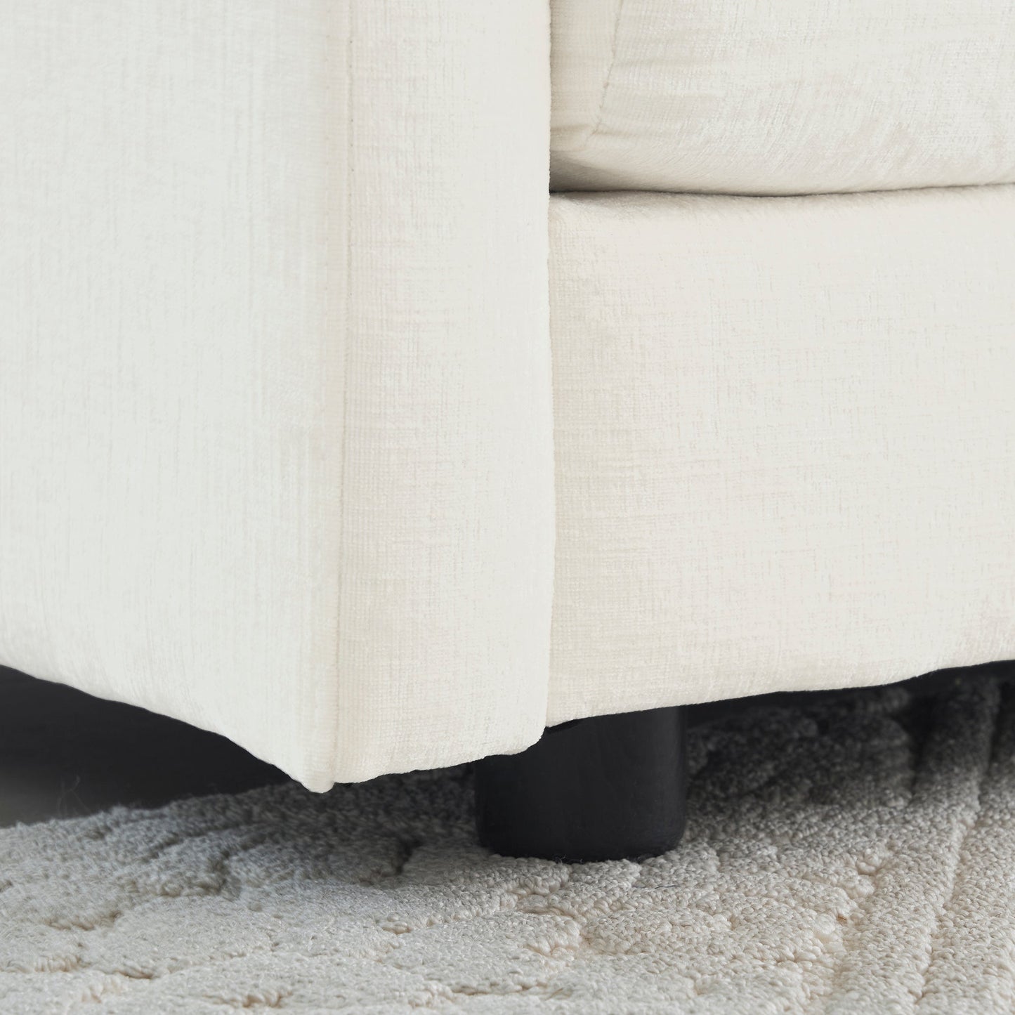 2-Piece White Chenille Sofa Set for Living Room
