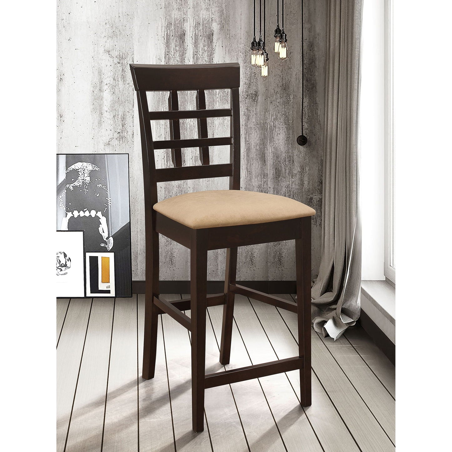 Upholstered Counter Height Stools (Set of 2) - Brown / Beige