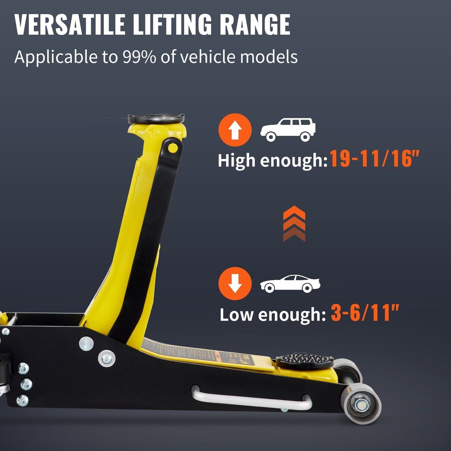Vevor Racing Floor Jack 3 Ton Dual Pump Lift - Natural