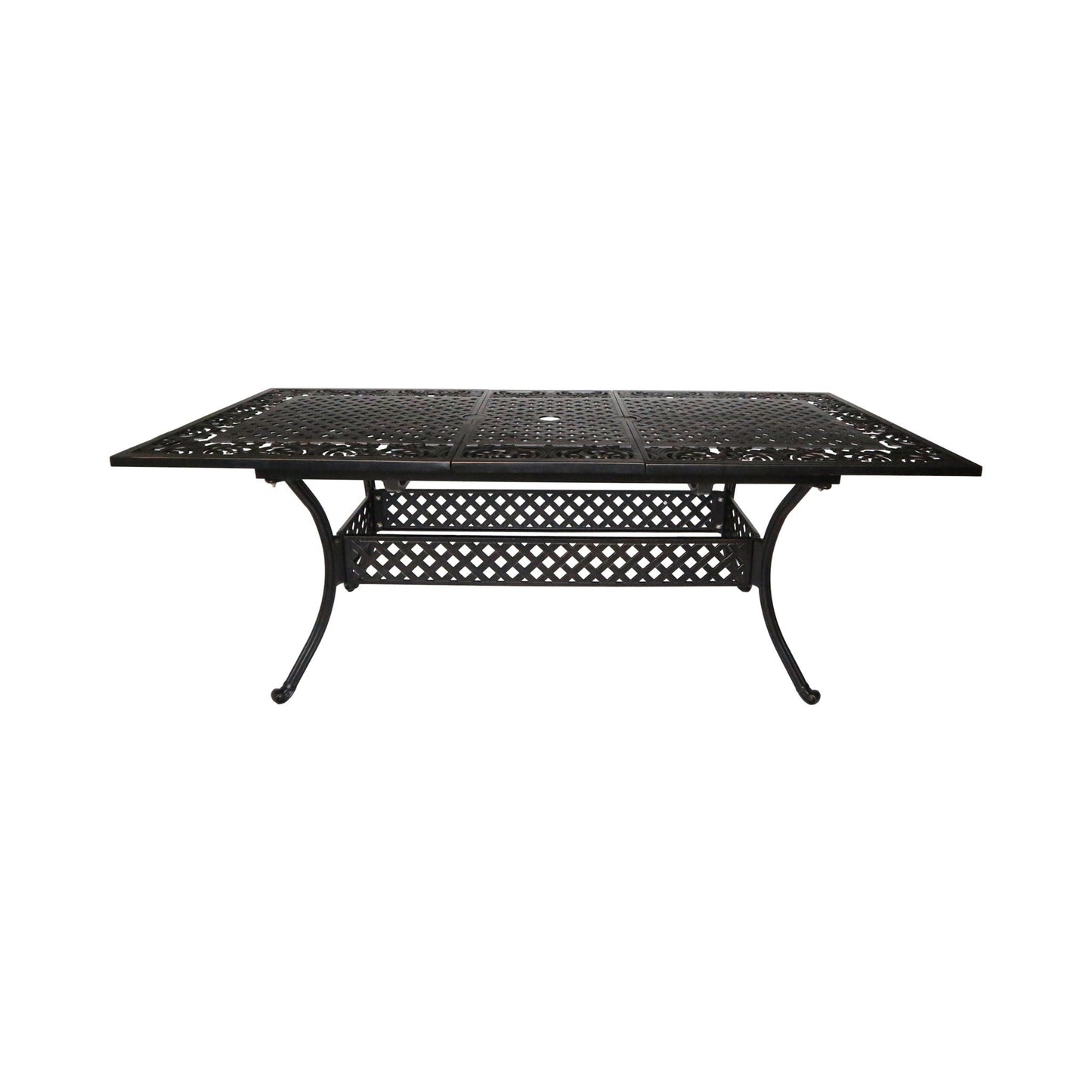 Outdoor Extendable Aluminum Dining Table With Patterned Table Top And Curved Legs - Copper