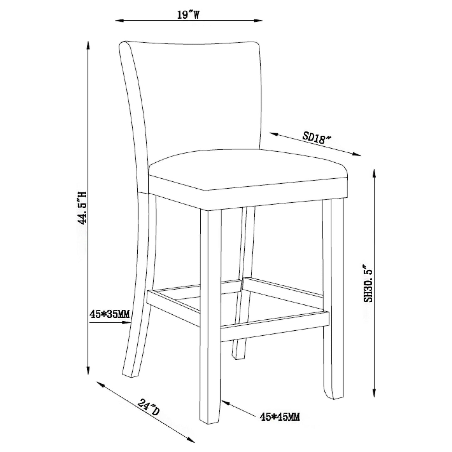 Bar Stool (Set of 2) - Black