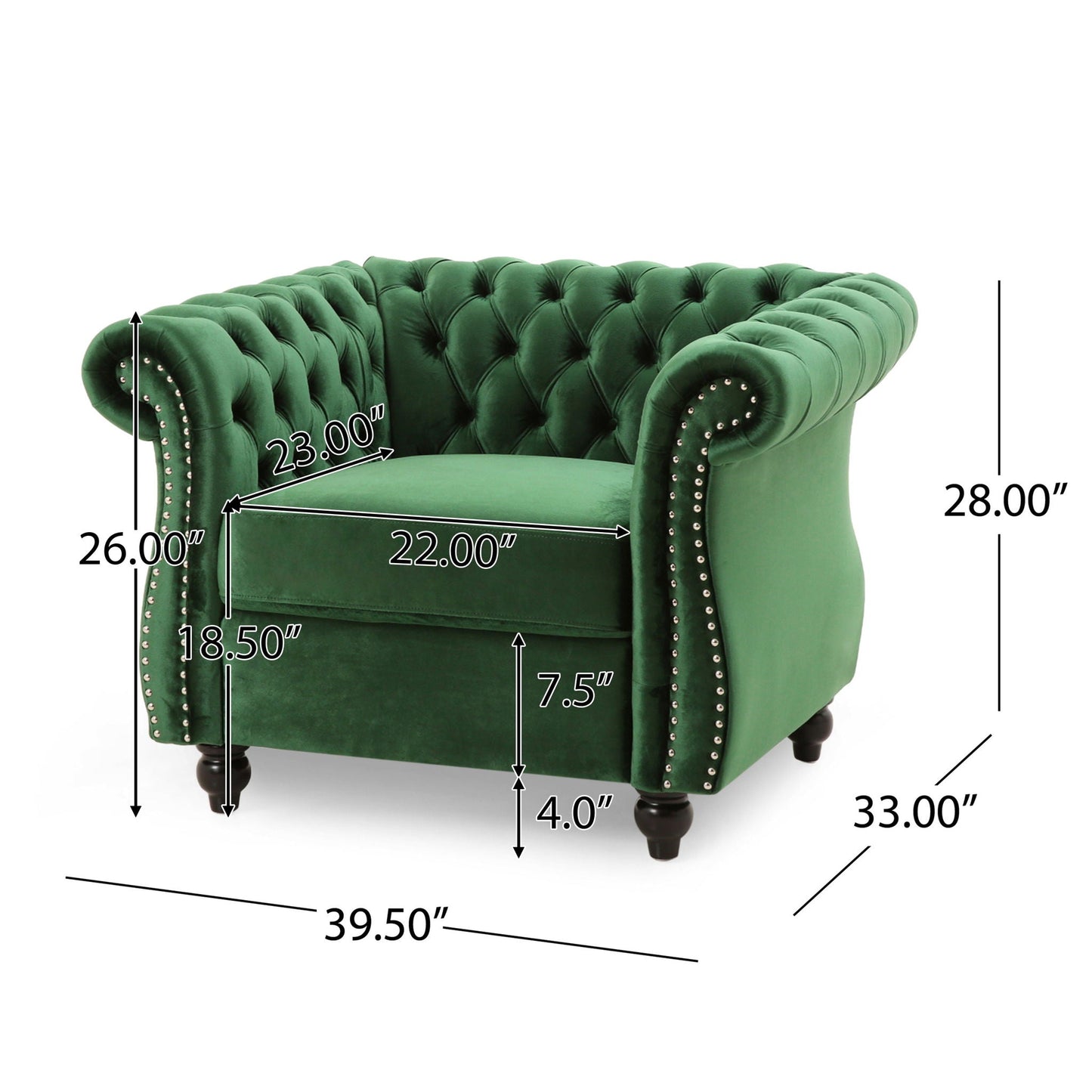 Nexuson Upholstered Chesterfield Chair With Deep Tufted And Nailhead Trim