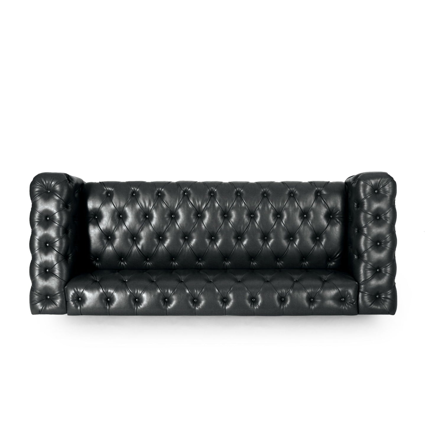 Comfy 3 Seat Sofa with Wooden Legs - Black