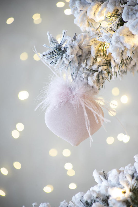 Christmas Ball Ornaments - Set of 6 Pink Glass Hanging Decorations