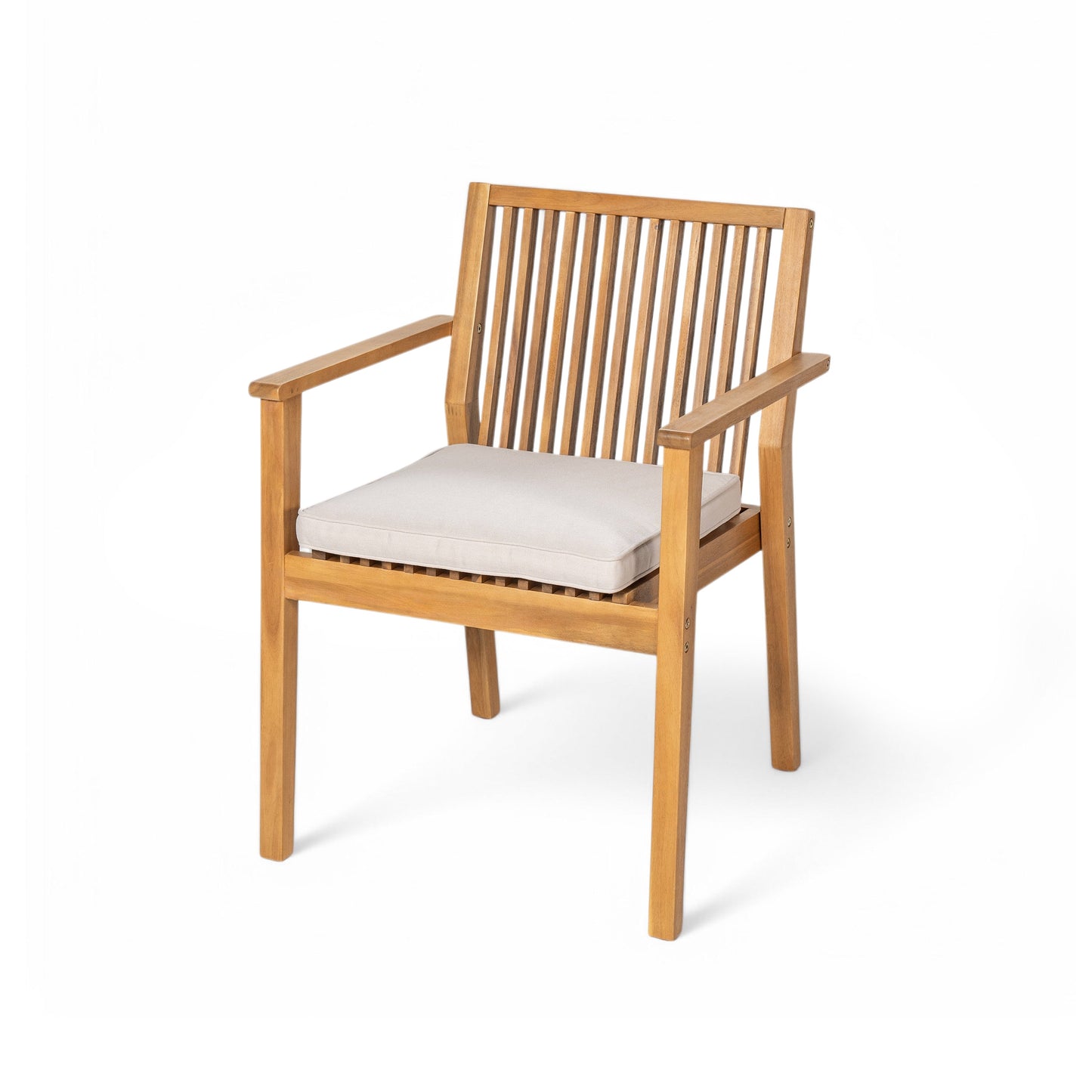 5-Piece Acacia Wood Outdoor Dining Set, Patio Table & Chairs with Removable Cushions