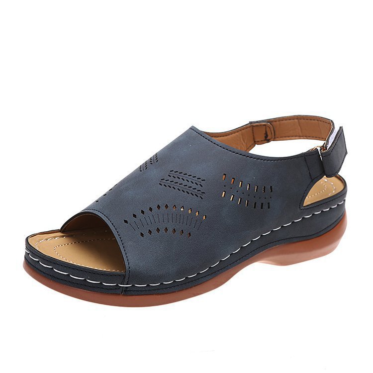 Hollow Back Buckle Fish Mouth Vintage Casual Shoes