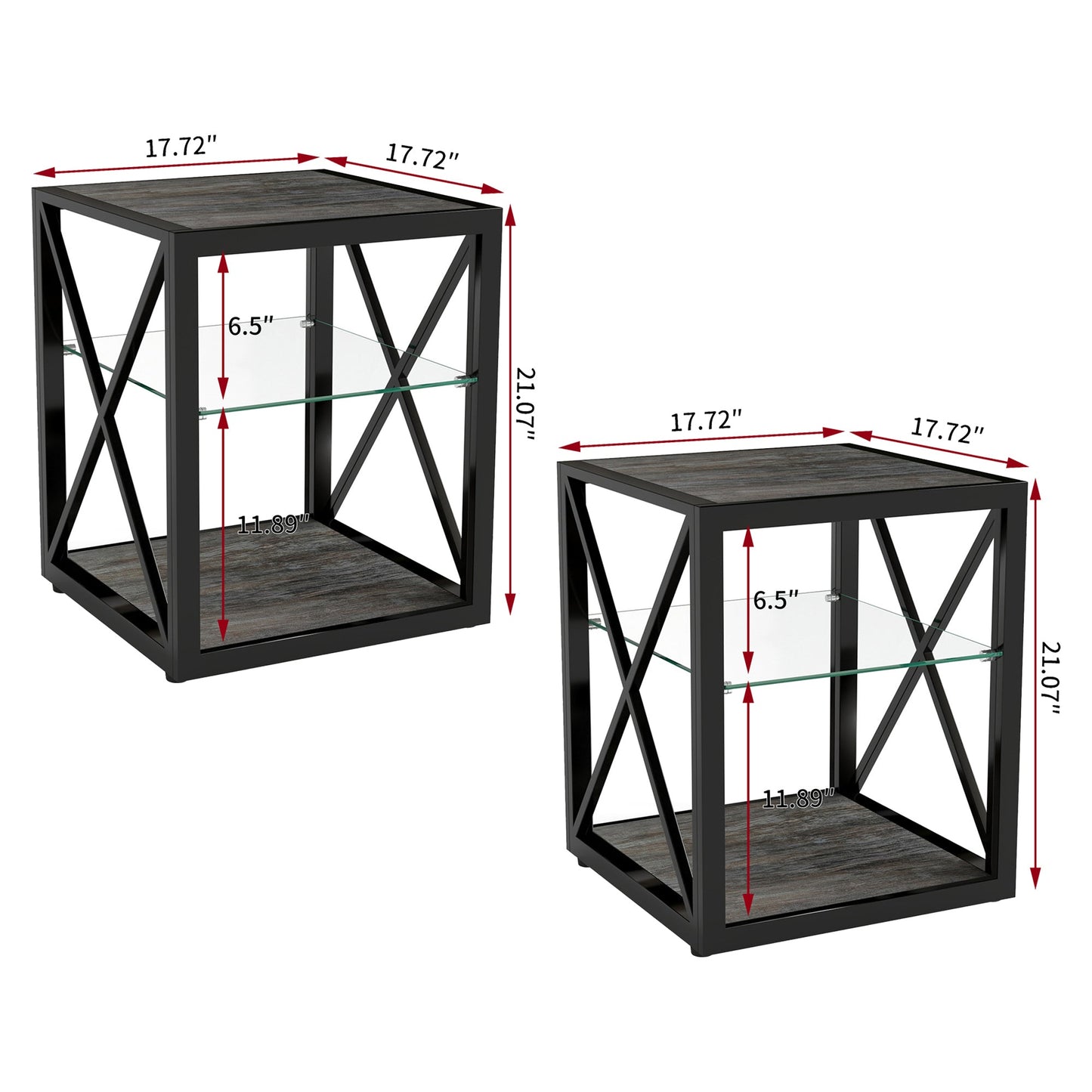 Set of 2 Modern End Tables for Bedroom & Living Room