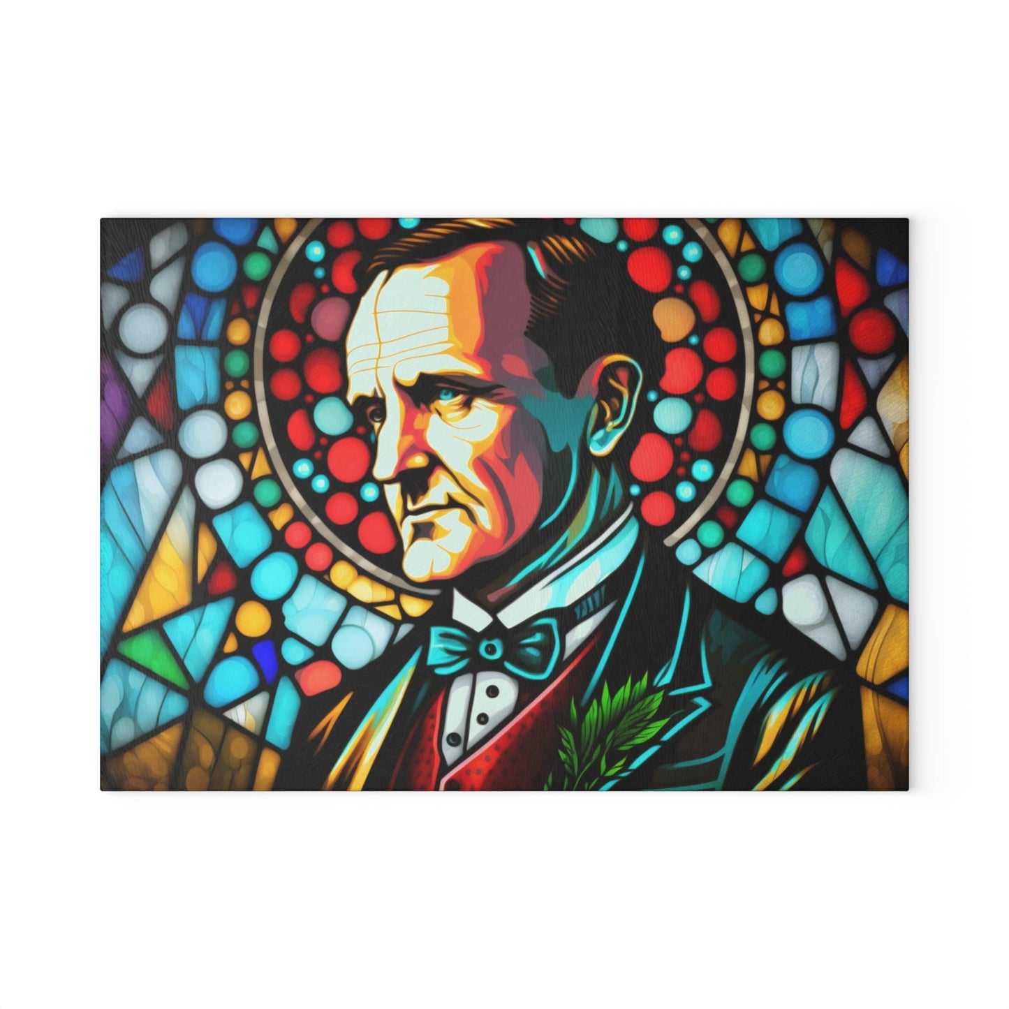 Calvin Coolidge Stained Glass Cutting Board - Premium Patriotic Kitchen Decor