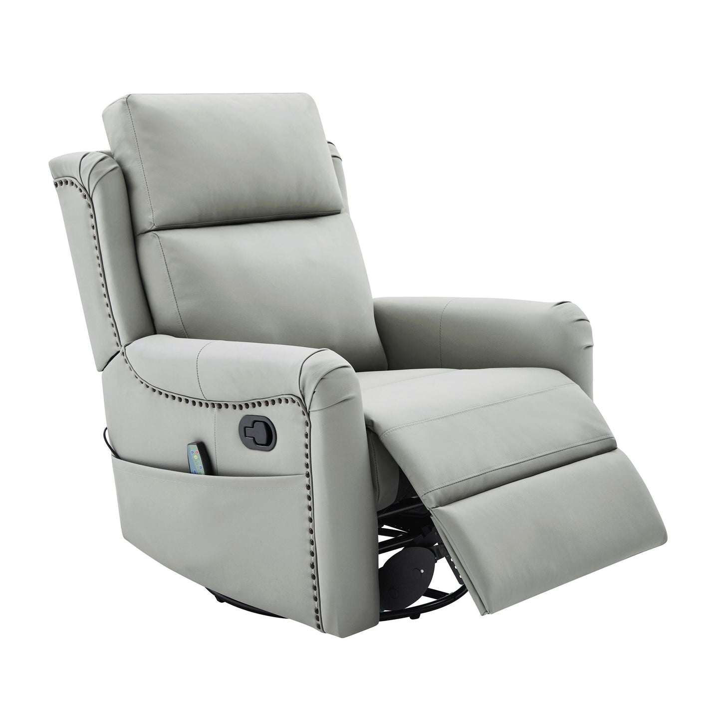Manual Recliner Swivel Rocking Chair With 8-Point Massage and Heating