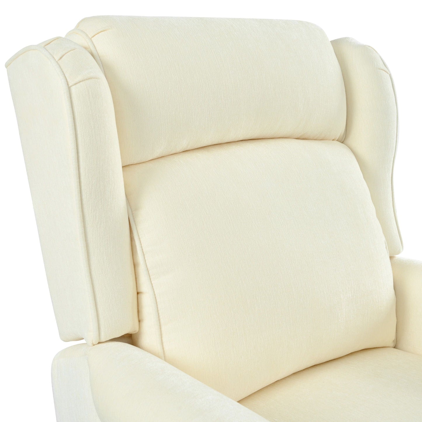Push Back Recliner Chair Upholstered With Classic Wing Back And Solid Gourd-Shaped Legs