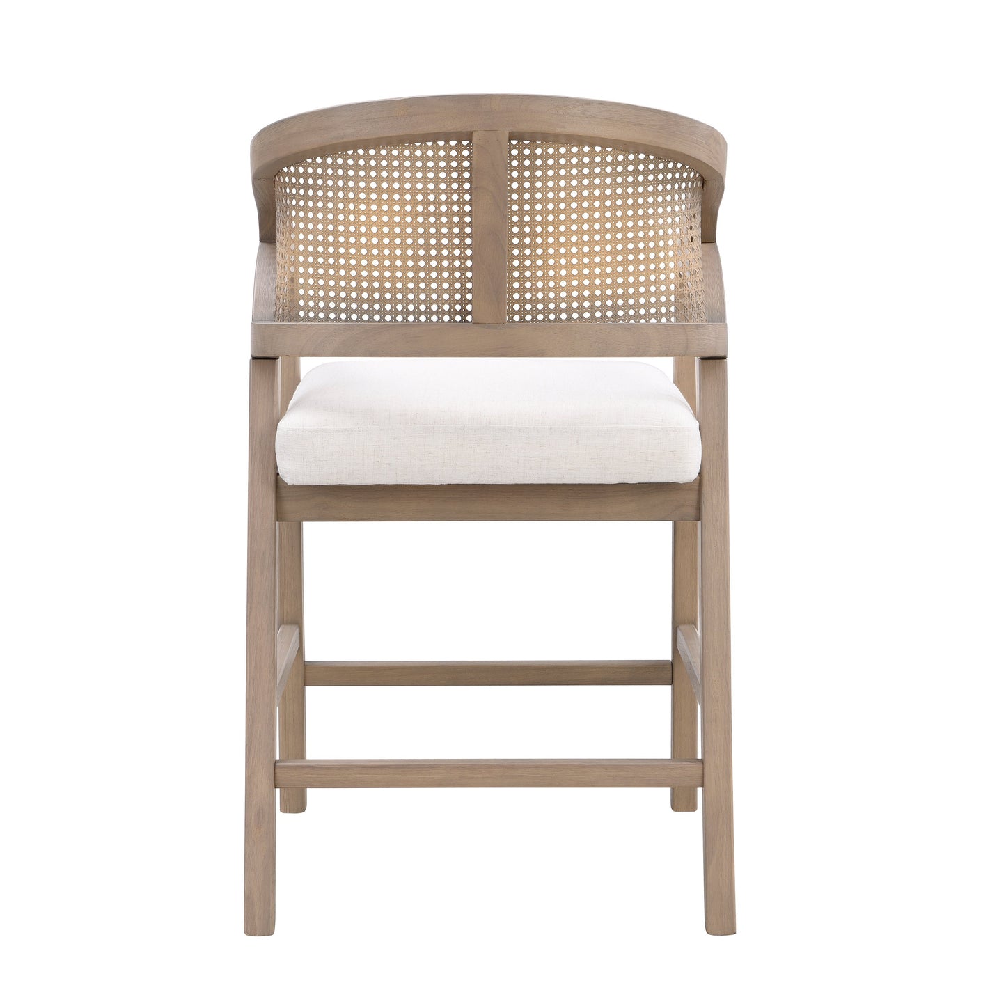 Wooden Frame Counter Stool with Rattan Back - Set of 2