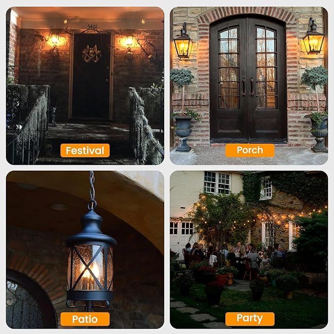 Hompavo Upgraded LED Flame Light Bulbs, 3 Modes Flickering Light Bulbs, E26 Candle Fire Light Bulb for Halloween Christmas Party Porch Indoor & Outdoor Home Decoration - 2 Pack