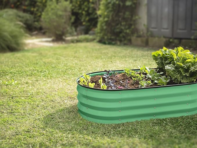 Galvanized Raised Garden Beds Outdoor // 4×2×1 ft (2-Pack) Planter Raised Beds for Gardening, Vegetables, Flowers (Light Green) // Large Metal Garden Box