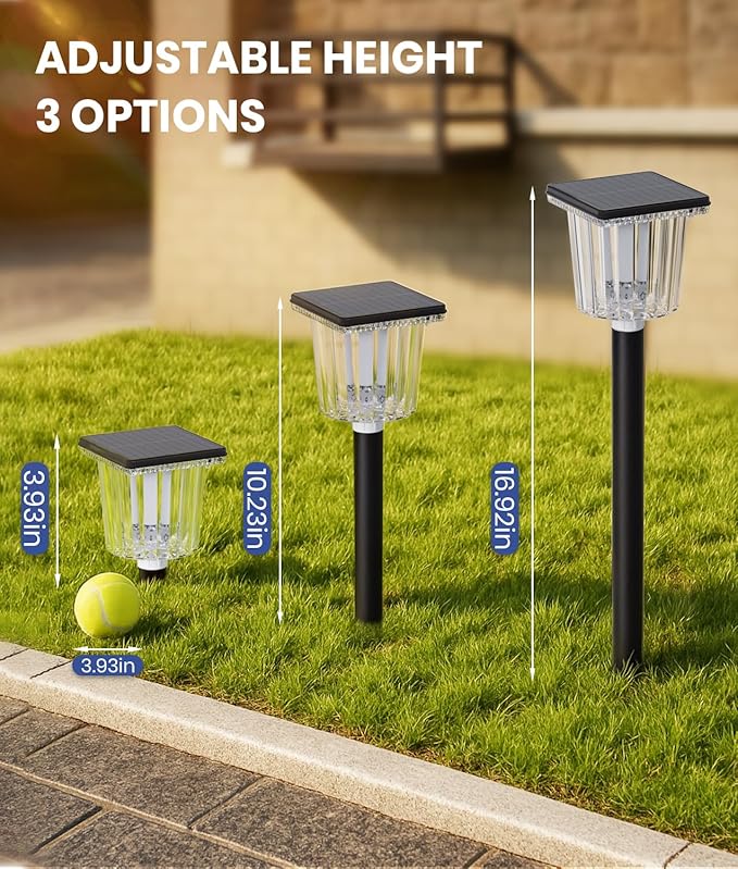Super Bright Solar Pathway Lights Outdoor Powered,Adjustable Warm&Cool White,Waterproof IP65 Garden Decor Landscape Lighting Outside for Yard/Patio/Walkway/Driveway/Landscape (Obsidian Black, 1 Pack)