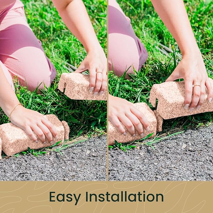 Beuta Landscape Edging | Garden Edging Border | Faux Stone Bricks for Lawn Edging, Flower beds, Pathways & Yard Edging– 1 Pack | Each Section Has 6 Bricks 48" L x 4" W x 2.25" H | 3 Spikes |Sandstone