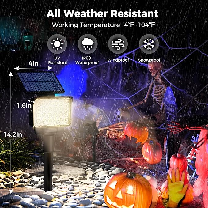 Solar Spot Lights Outdoor Waterproof for Flag, Tree, House, Garden, Yard, Landscape Spotlights for Accent Uplighting Decorations-6 Pack, Natural Light