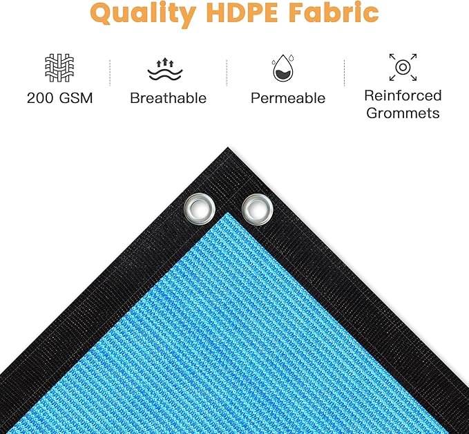 VICLLAX Shade Fabric Sun Shade Cloth with Every 2 FT Grommets for Patio Garden Pergola Cover Canopy 3x7 FT, Mixed Turquoise