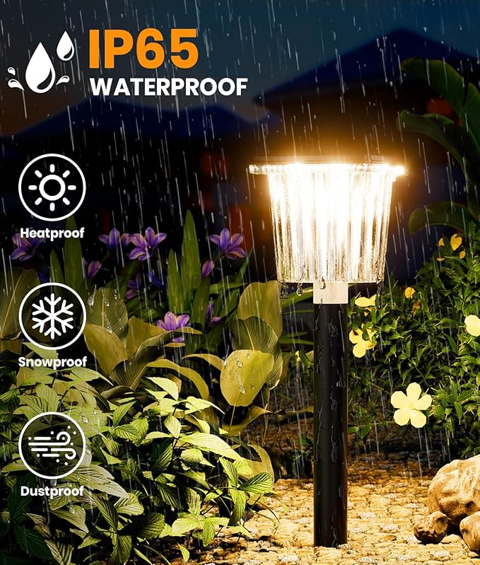 Super Bright Solar Pathway Lights Outdoor Powered,Adjustable Warm&Cool White,Waterproof IP65 Garden Decor Landscape Lighting Outside for Yard/Patio/Walkway/Driveway/Landscape (Obsidian Black, 1 Pack)