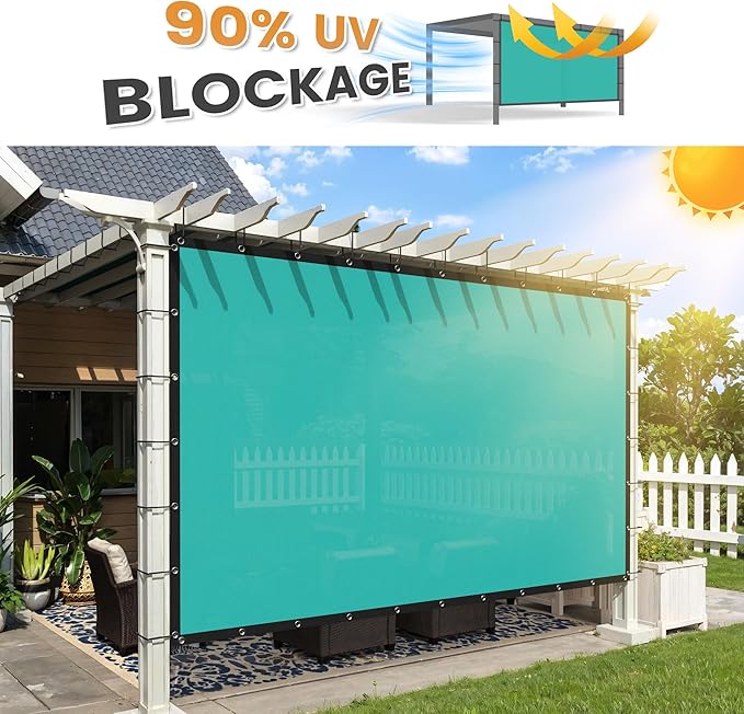 VICLLAX Shade Fabric Sun Shade Cloth with Every 2 FT Grommets for Patio Garden Pergola Cover Canopy 9x20 FT, Turquoise
