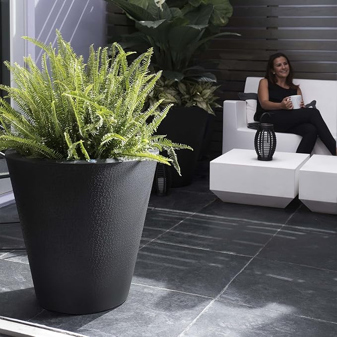 Crescent Garden Dot TruDrop Indoor/Outdoor Planter, Self-Watering Plant Pot, 26 Inches, (Mocha)