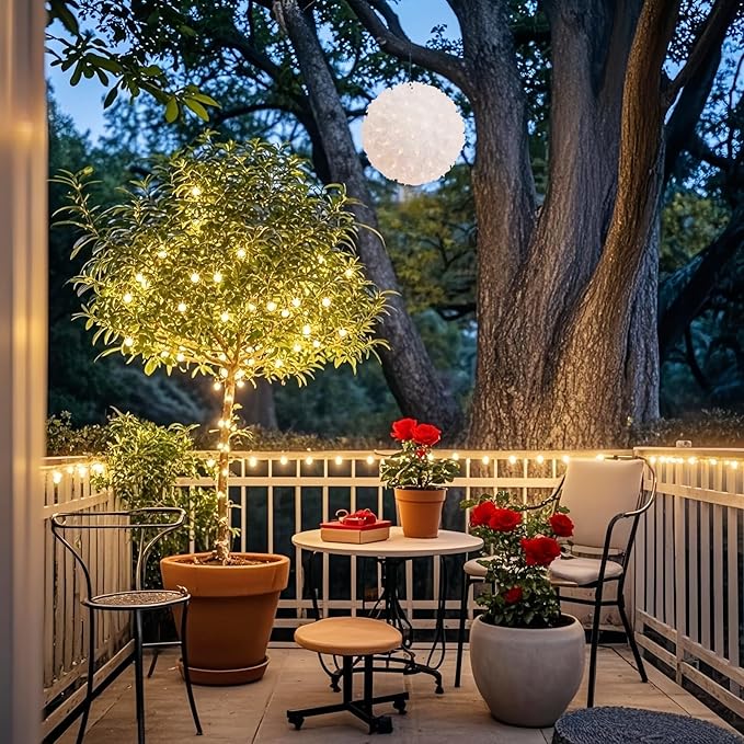 100 Clear Warm Christmas Sphere Light, UL Certified and Commercial Grade 7.5 Inches Hanging Sphere, for Indoor and Outdoor Party, Garden, Gate, Patio, Trees.