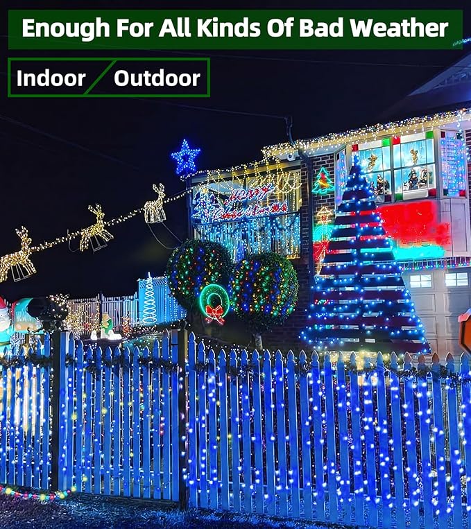 750 LED 246FT Christmas Lights Outdoor, Super Long Waterproof Christmas String Lights with 8 Modes, Christmas Tree Lights with Timer Memory for Fence Garden Xmas Wedding Party Decor Blue