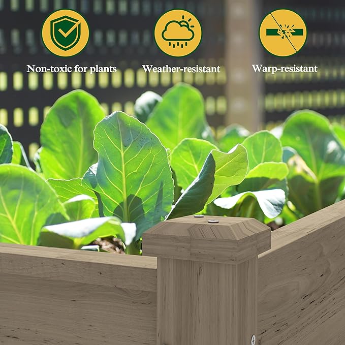 MUPATER 4x2FT Raised Garden Bed, Planter Box with Four Wheels and Legs for Herbs, Flowers and Vegetables, Elevated Garden Bed with Drainage Holes for Greenhouse, Garden, Farm, Brown