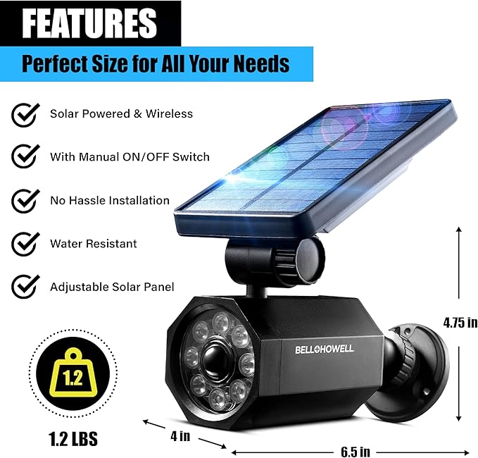 Bell+Howell Bionic Spotlight Motion Solar Spot Lights Outdoor Waterproof, Solar Landscape Lights, Outdoor Solar Yard Lights Weather Resistant, Super Bright LED Lights, for Garden, Lawn As Seen On TV