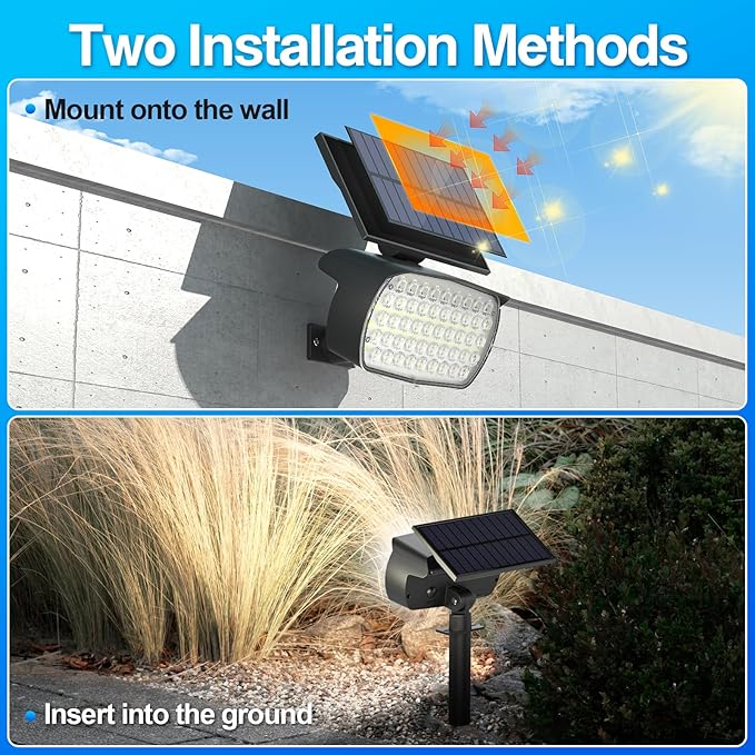 108 LED Solar Spot Lights Outdoor, Solar Lights Outdoor IP65 Waterproof, 3 Modes Solar Landscape Spotlights, Large Solar Panel Solar Powered Lights for Garden Yard Pathway(Cool White/4 Pack)
