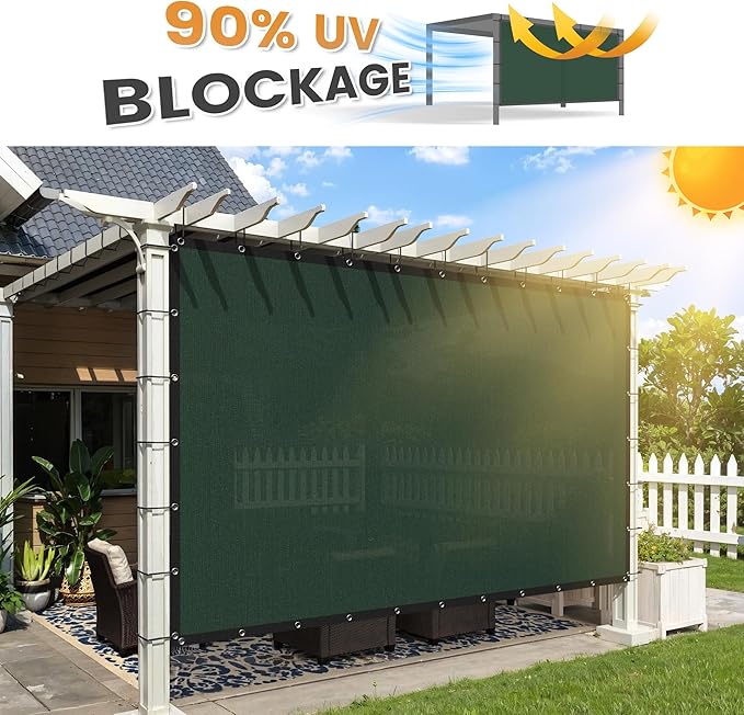 VICLLAX Shade Fabric Sun Shade Cloth with Every 2 FT Grommets for Patio Garden Pergola Cover Canopy 5x13 FT, Dark Green