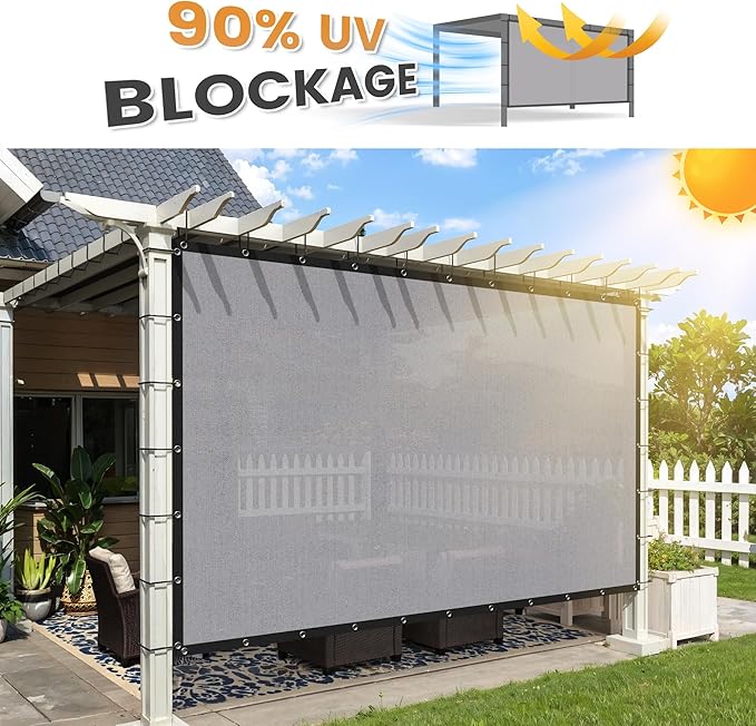 VICLLAX Shade Fabric Sun Shade Cloth with Every 2 FT Grommets for Patio Garden Pergola Cover Canopy 9x24 FT, Light Grey
