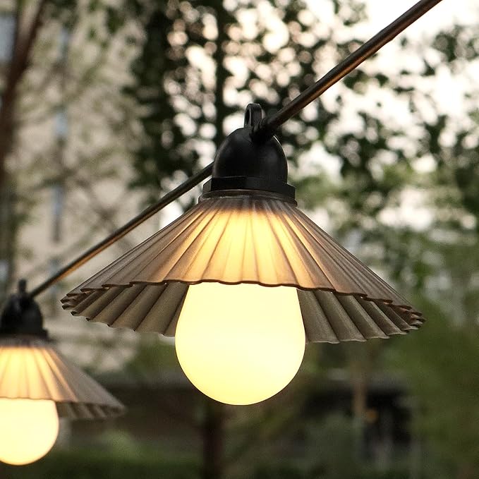 Outdoor LED String Lights 16.4 ft Waterproof Connectable Patio Lights with 10 Bulbs for Backyard Porch Garden Home Holiday Indoor Decoration (Warm White)