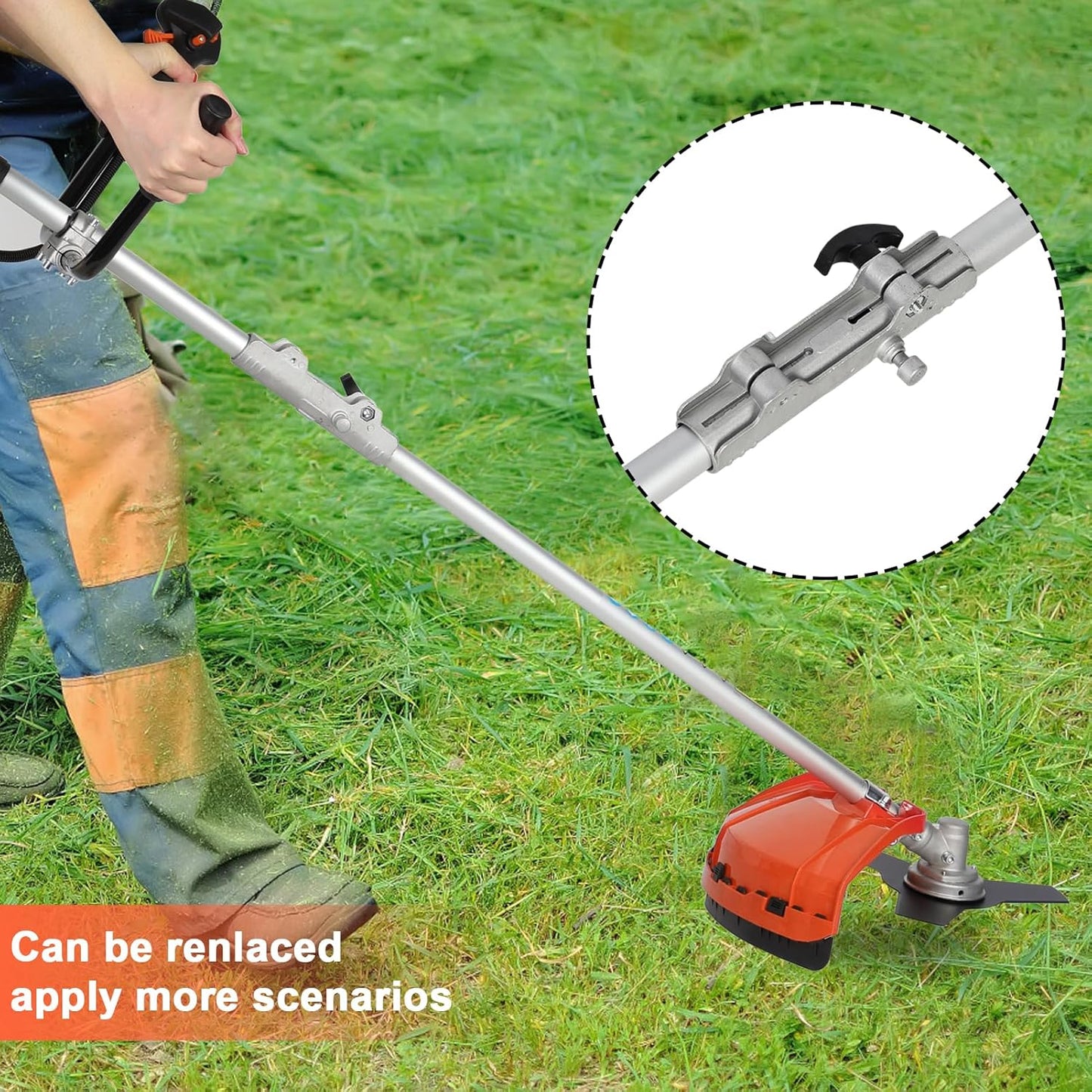 Gas Weed Wacker Cordless 2 in 1 String Trimmer, 52cc 2 Cycle Weed Eater with Anti-Slip Handle Brush Cutter Garden Tools Edger Lawn Tool (Orange)