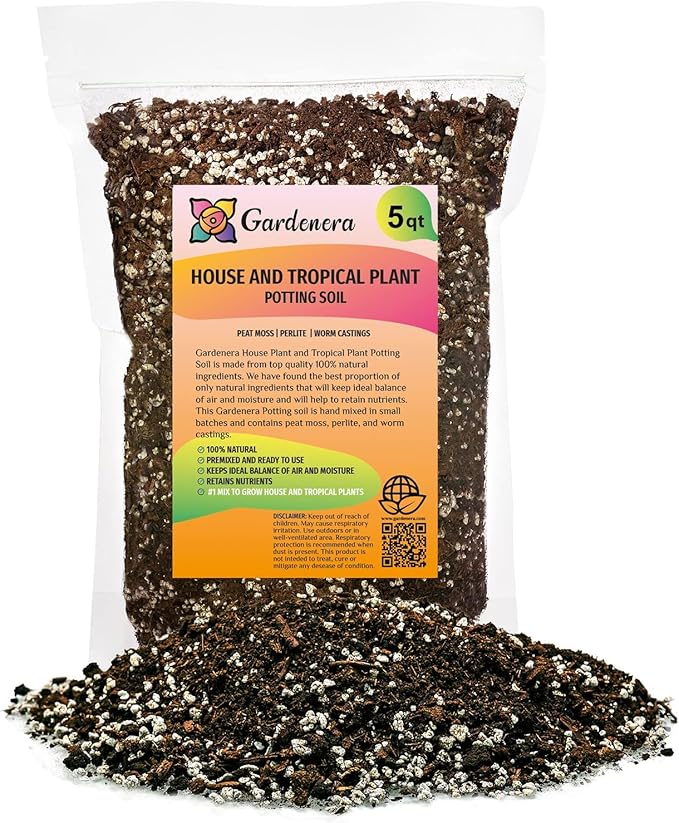House Plant and Tropical Plant Potting Soil - Re-Potting Soil for All Types of Indoor House Plants - 5 Quart Bag