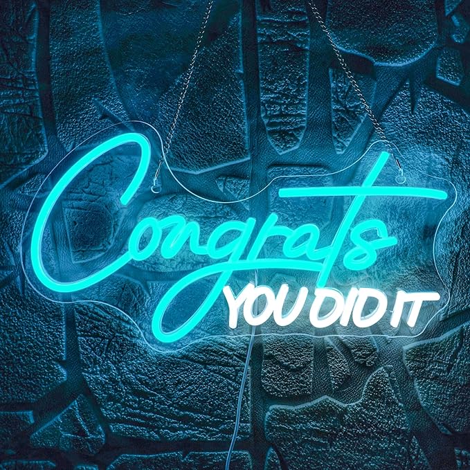 WLHOPE Congrats Grad Neon Sign for 2025 Graduation Decorations LED Neon Light Decor for Graduation Party Gift, Adjustable Congrats Led Sign for Class Room Dorm Backdrop