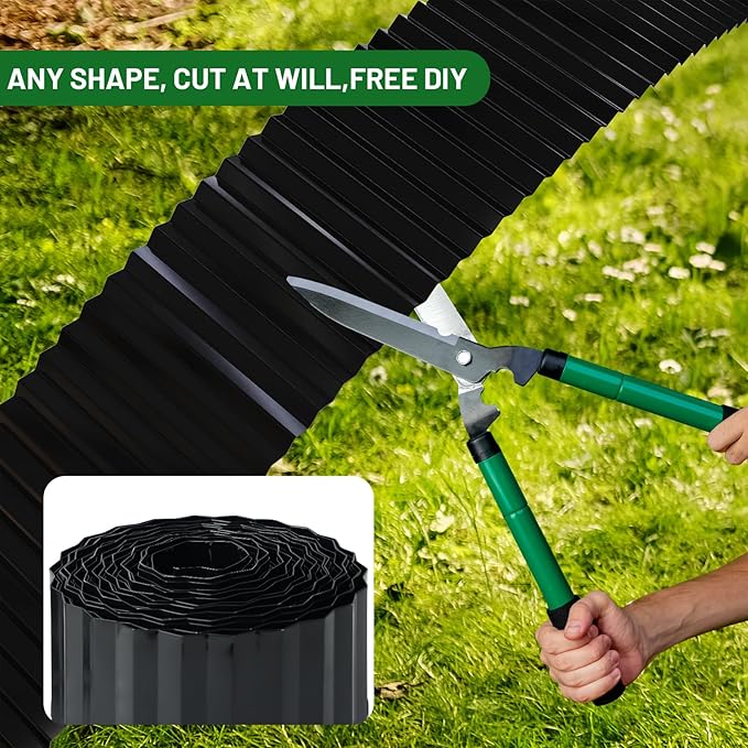 SnugNiture Corrugated Metal Garden Edging,8" x 20' Sturdy Lawn Edging Border,Landscape Edging Border for Lawn, Flower Bed,Garden and Yard(Brown)