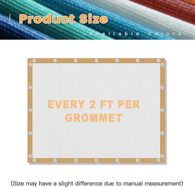 VICLLAX Shade Fabric Sun Shade Cloth with Every 2 FT Grommets for Patio Garden Pergola Cover Canopy 20x21 FT, Cream