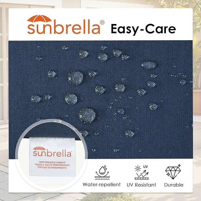 Outdoor Sunbrella Square Corner Seat Cushion, 18.5"x16"x3", Set of 4, Non Slip Seat Cushion Pads with Removable Cover for Patio Furniture, Garden Yard Lawn, Specrtum Indigo