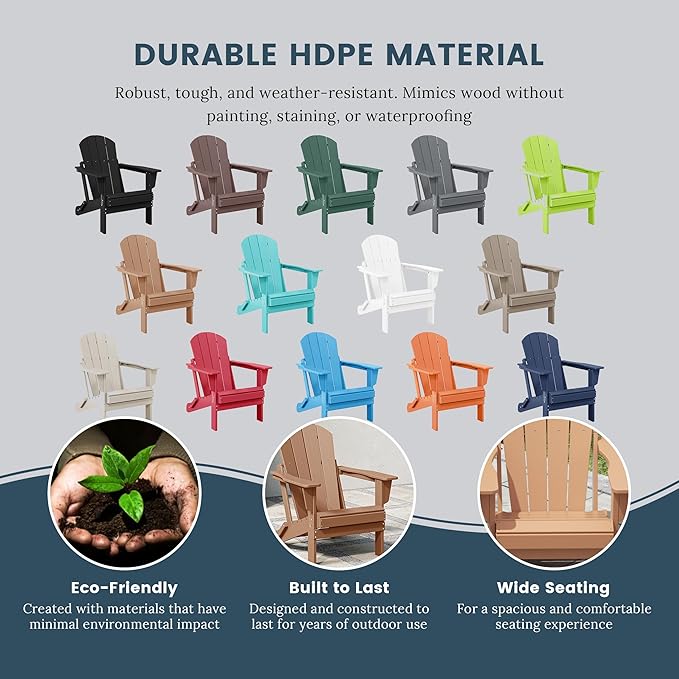 Westin Outdoors Laguna WO Home Outdoor Adirondack Folding Chair Lounger Seat Traditional Retro Home Furniture for Beach, Balcony, Backyard, Lawn, Patio, Pool, Deck, Garden (Teak)