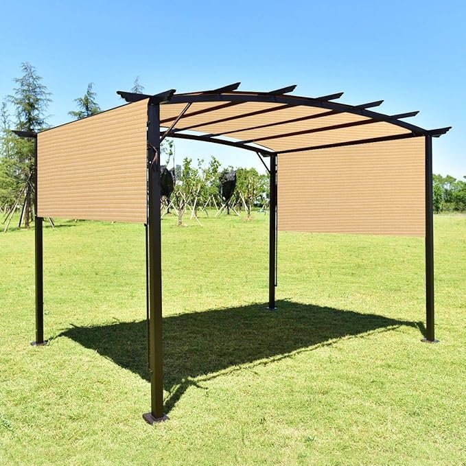 Eden's Decor Straight Flat-Edged Sun Shade Sail Rectangular 8' x 19' Beige UV-Blocking Outdoor Canopy Fabric Cloth Awning for Pergola Patio Garden Backyard Custom Size